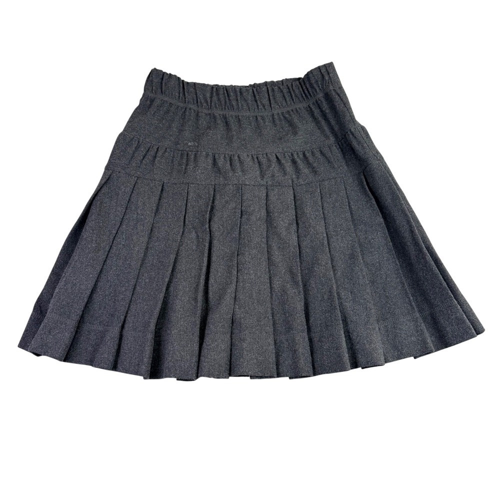 Elevenses Anthropologie S‎ Dark Gray Pleated Pull On Skirt Academia Preppy Heavy